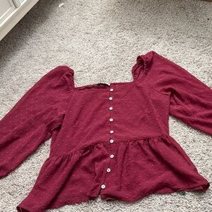 JDY Burgundy Textured Blouse